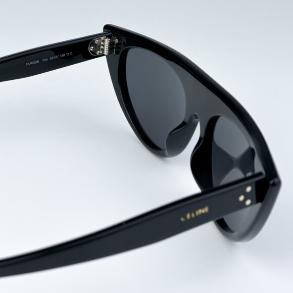 Celine CL40228I 01A BRAND NEW Sunglasses Shiny Black Smoke Grey Geometric Women
